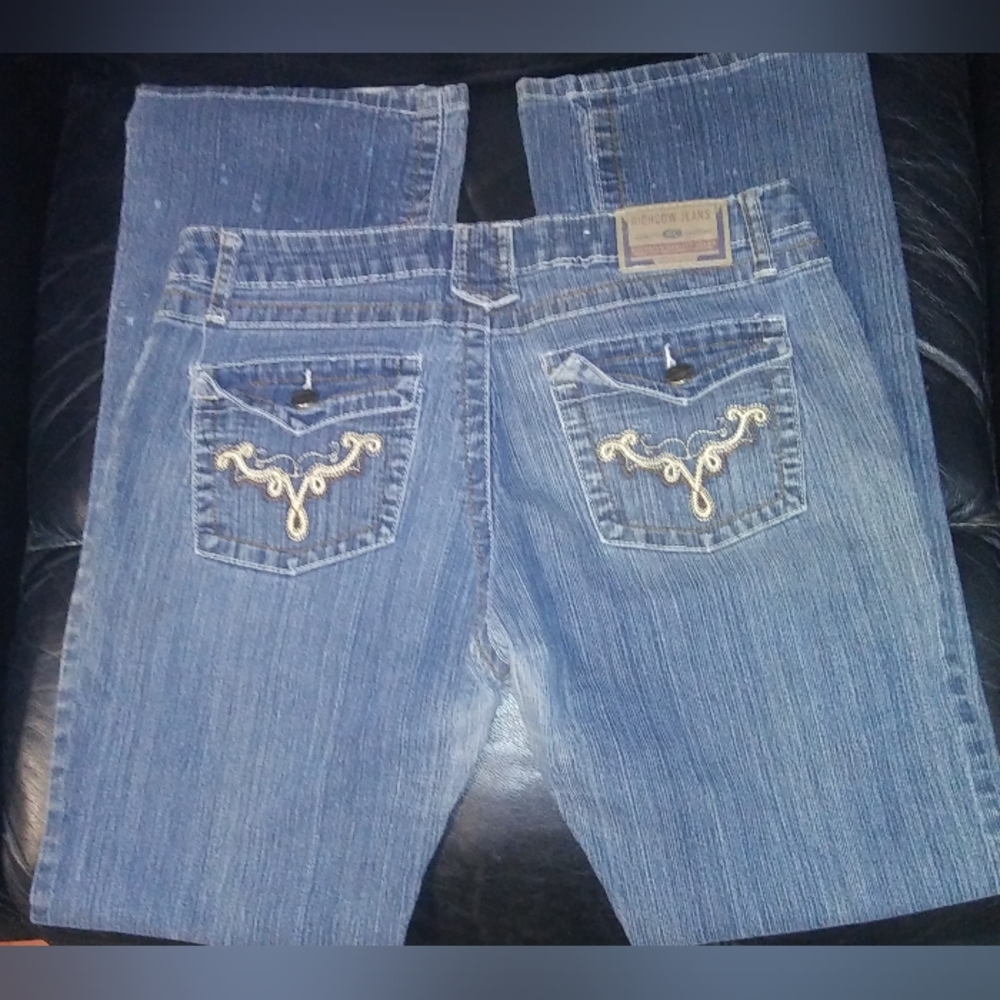 "RICH COW JEANS" Women's Faded Denim Straight Leg Blue Jeans